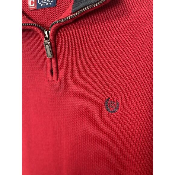 Chaps Ralph Lauren Sweater 1/4 Zip Oversized Red Knit Cotton Men's Size 2XL - Picture 4 of 12